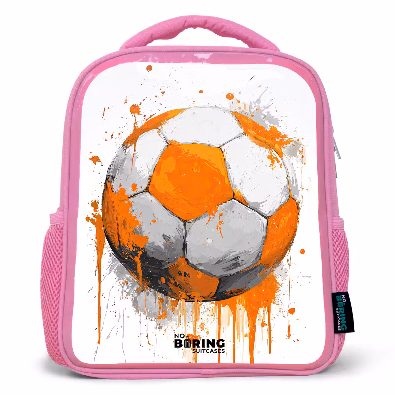 Kids backpack - Pink - Soccer - Paint - Orange — 1