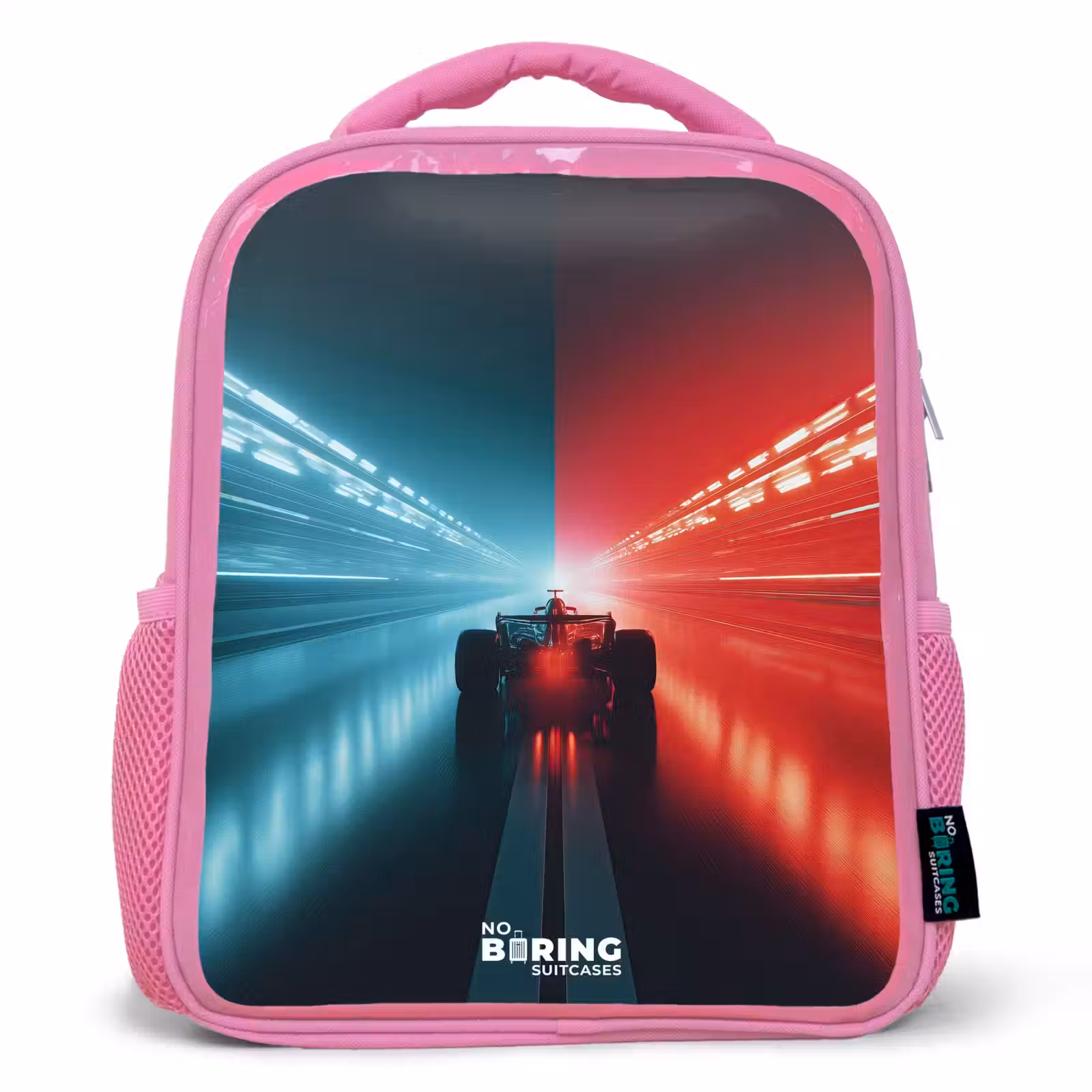 Kids backpack - Pink - Track - Race car - Neon - Red — 1