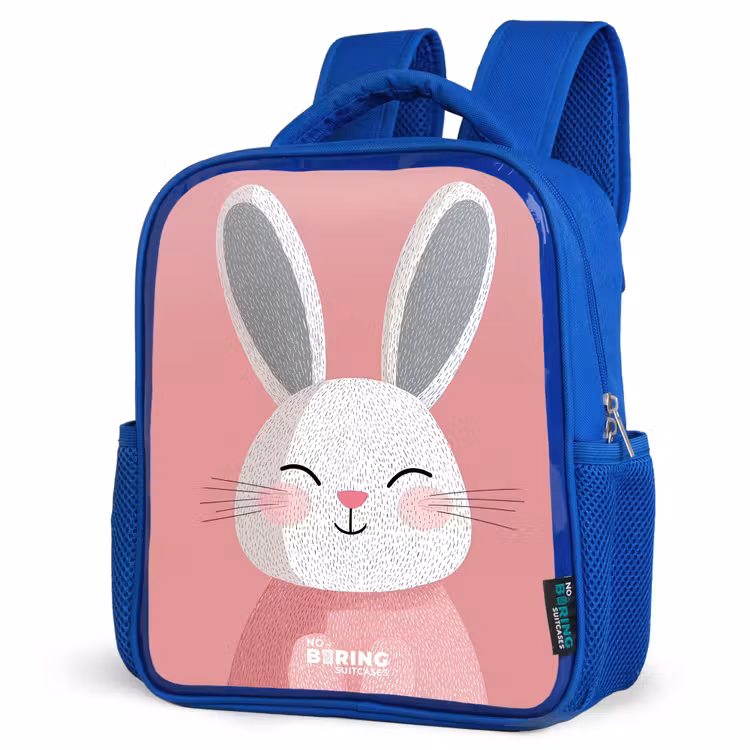 Kids backpack - Blue - Pink - Rabbit - Smile - Illustration — 3