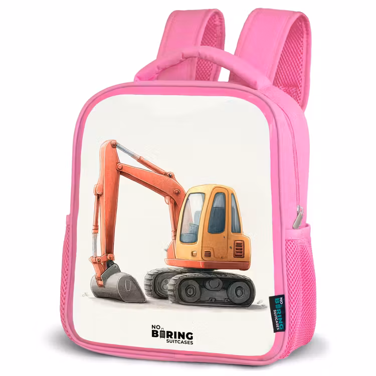 Kids backpack - Pink - Excavator - Signed - Orange — 4