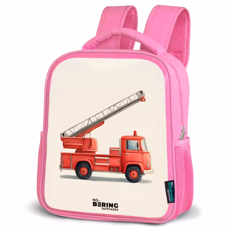 Kids backpack - Pink - Fire truck - Signed - Red — 4