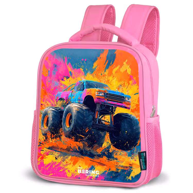 Kids backpack - Pink - Monster truck - Paint splatter - Colorful - Explosion — 4