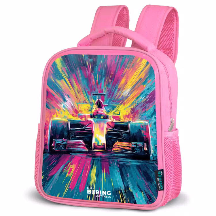 Kids backpack - Pink - Race car - Explosion - Colorful - Abstract — 4