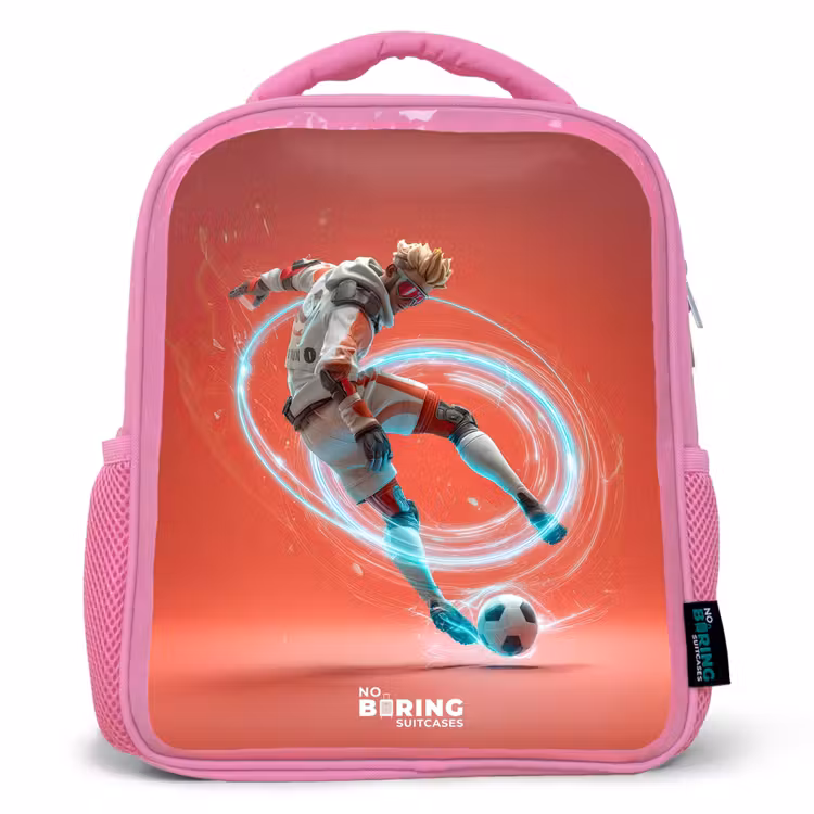 Kids backpack - Pink - Soccer - Boy - Red - Light Circle — 1