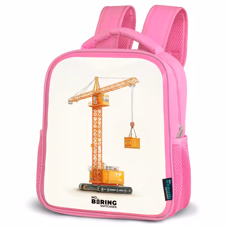 Kids backpack - Pink - Tower Crane - Signed - Orange — 4