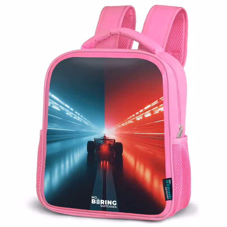Kids backpack - Pink - Track - Race car - Neon - Red — 4