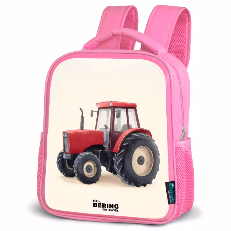 Kids backpack - Pink - Tractor - Signed - Red — 4