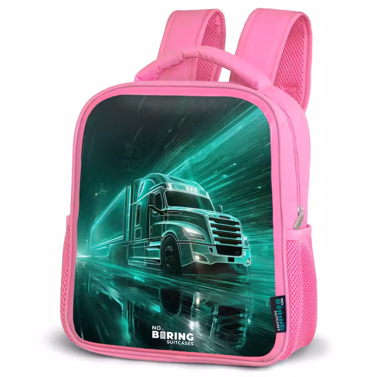 Kids backpack - Pink - Truck - Neon - Green - City — 4