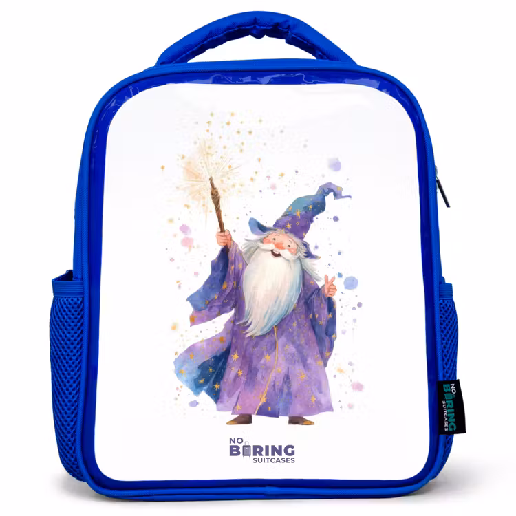 Kids backpack - Blue - Old magician with staff — 1