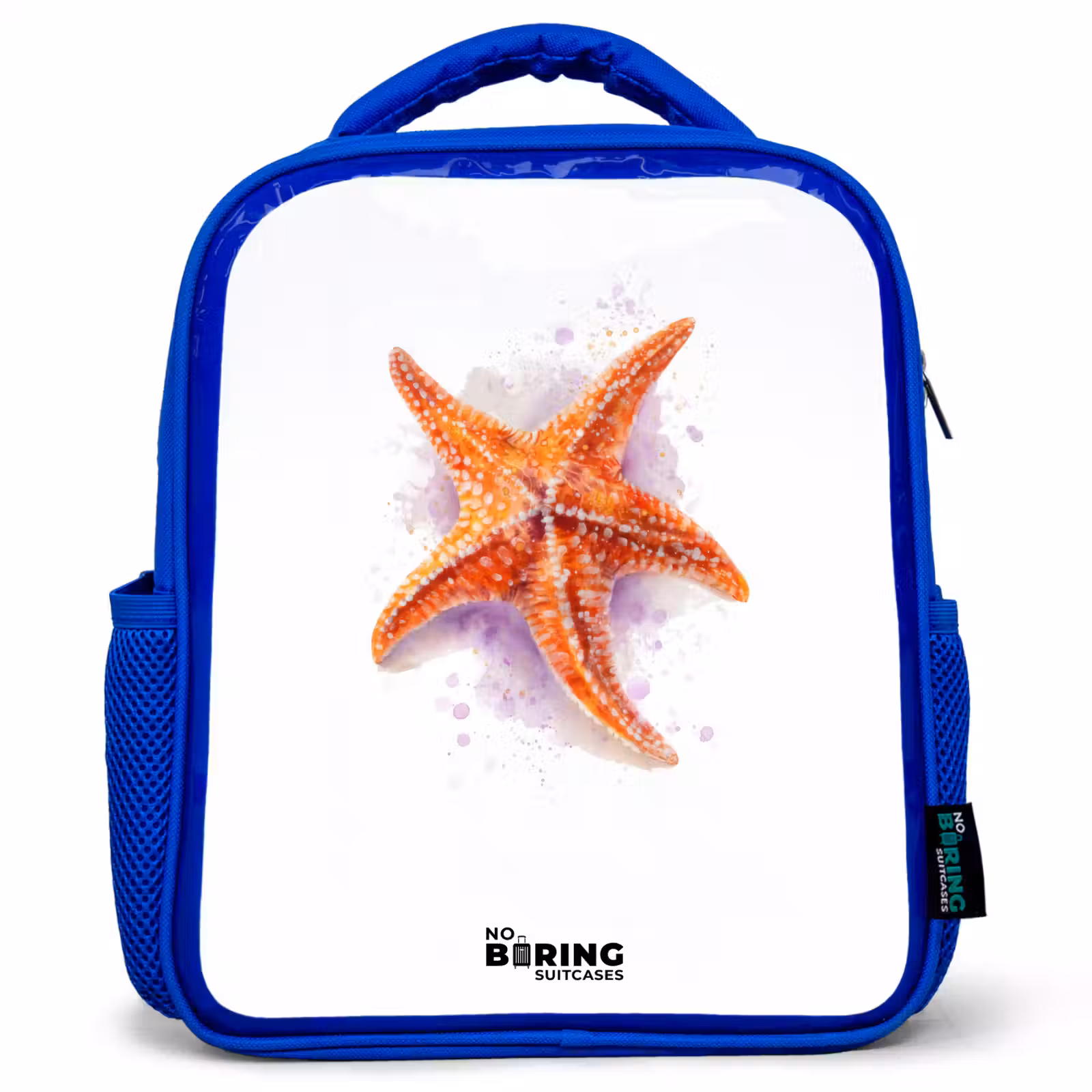 Kids backpack - Blue - Orange Starfish Illustration — 1