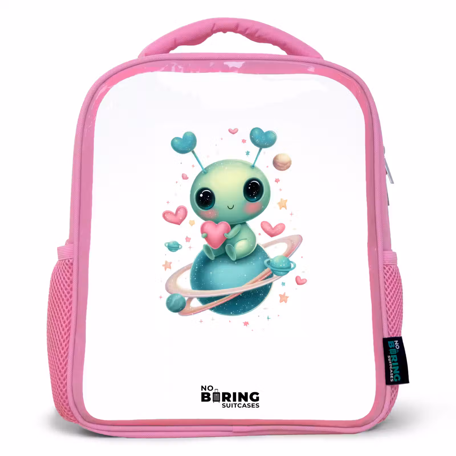 Kids backpack - Pink - Sweet alien creature with heart — 1