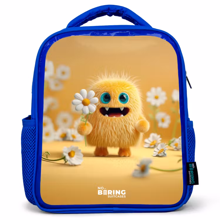 Kids backpack - Blue - Monster - Creature - Flower - Yellow — 1