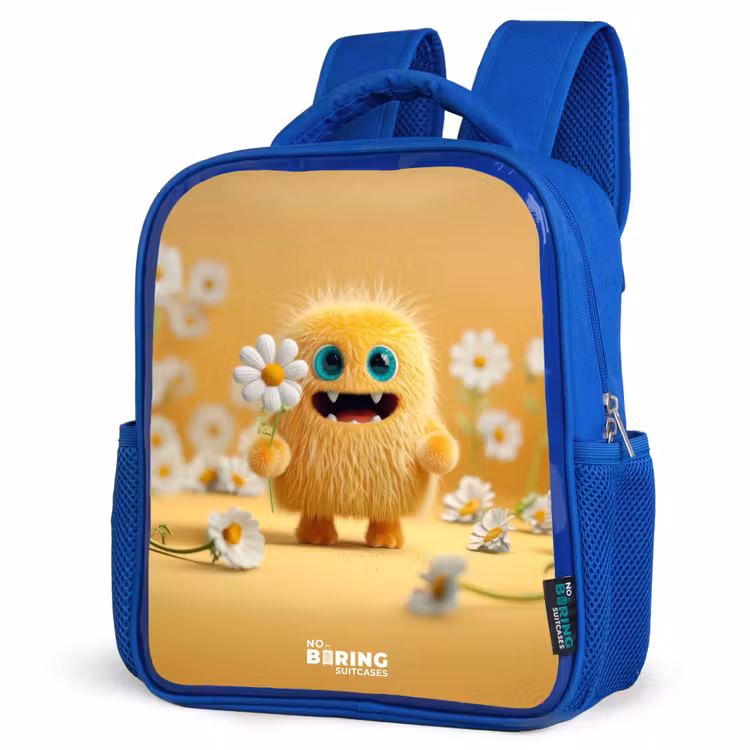 Kids backpack - Blue - Monster - Creature - Flower - Yellow — 3