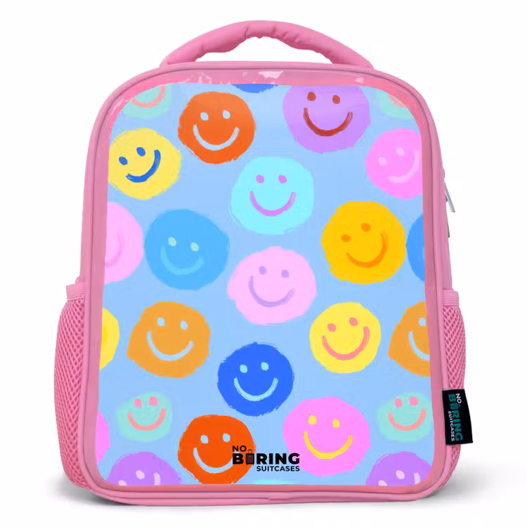 Kids backpack - Pink - Cheerful pattern of smileys — 1
