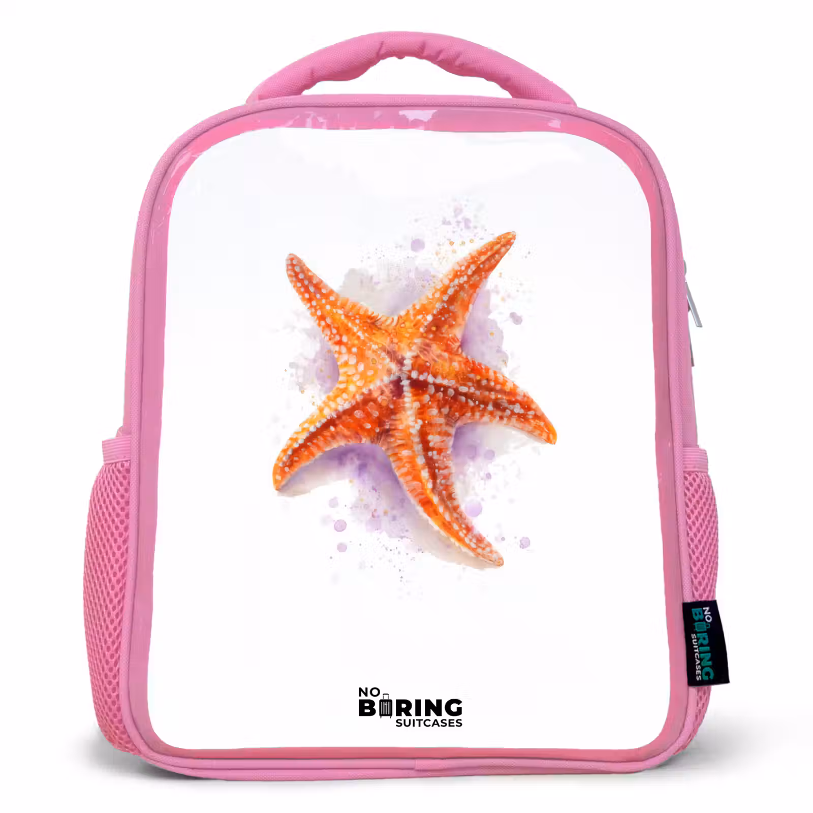 Kids backpack - Pink - Orange Starfish Illustration — 1