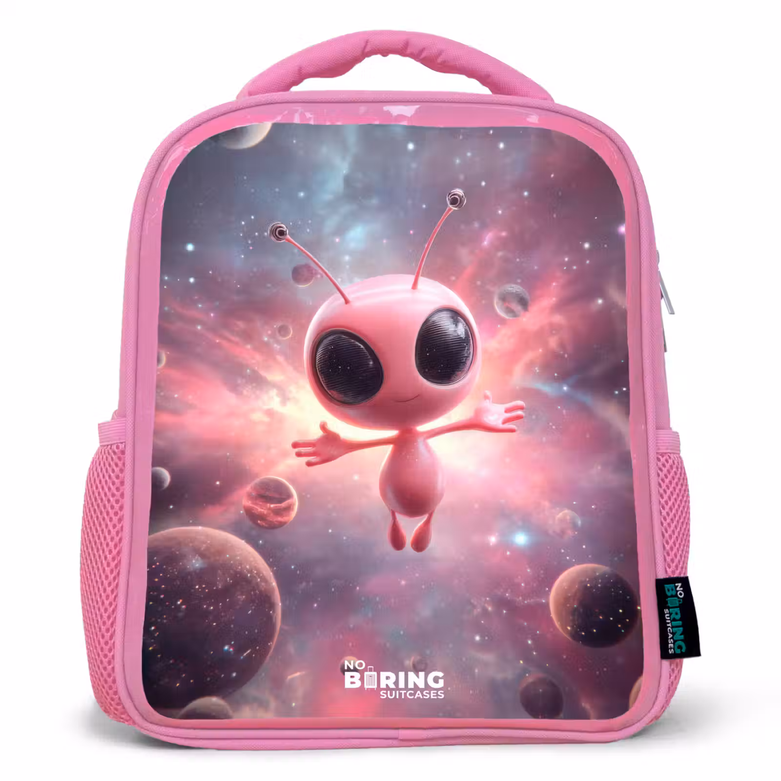 Kids backpack - Pink - Pink Alien in Star Nebula — 1