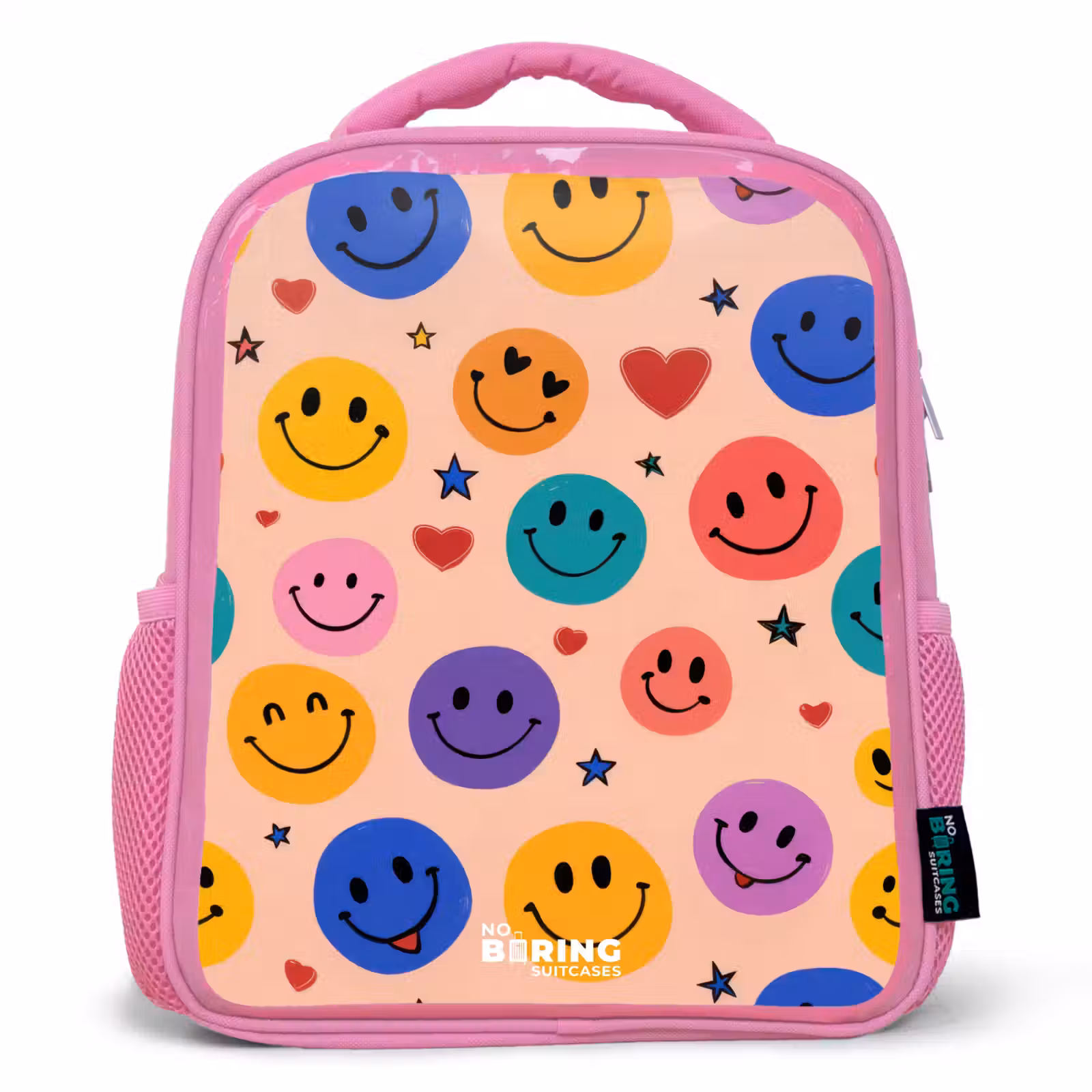 Kids backpack - Pink - Cheerful Smiley Pattern — 1