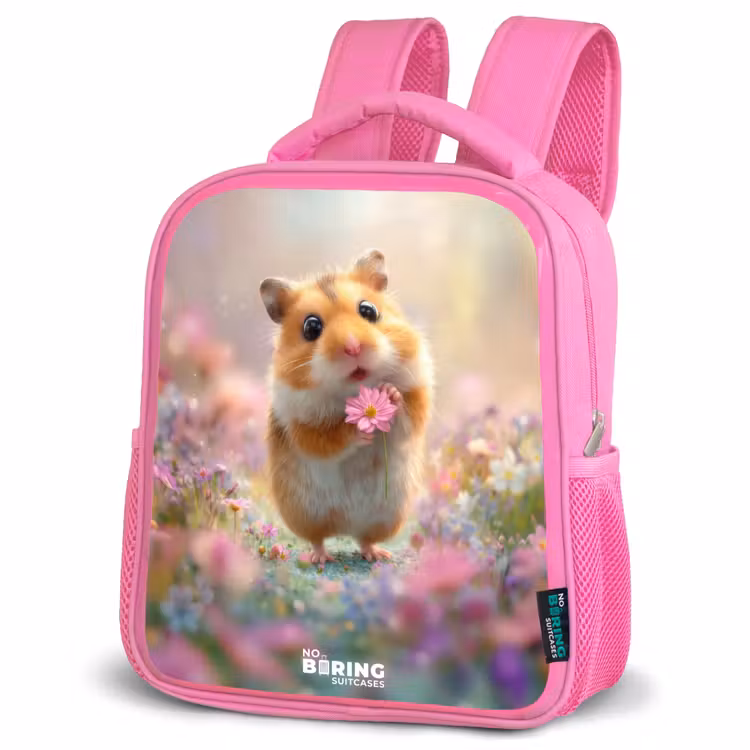 Kids backpack - Pink - Hamster - Flower - Nature - Animal — 4