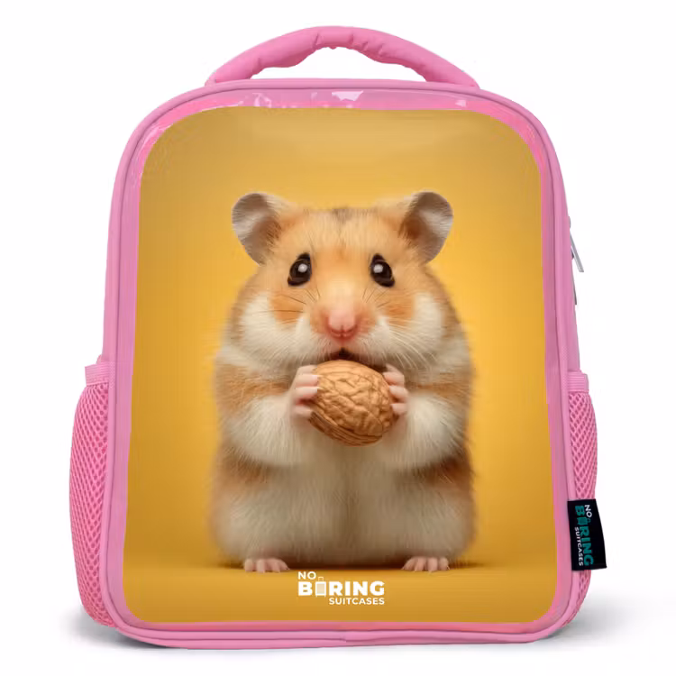 Kids backpack - Pink - Hamster - Walnut - Animal — 1