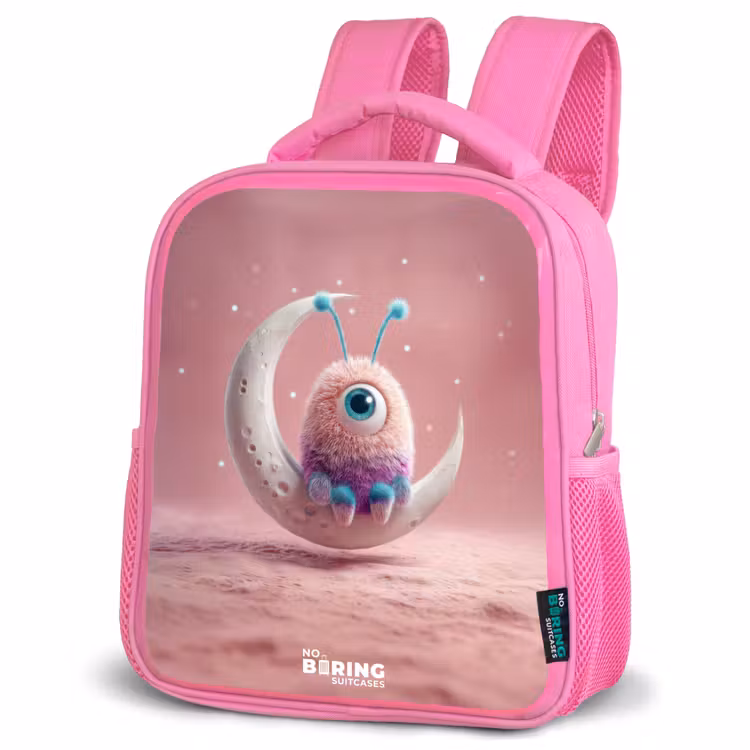 Kids backpack - Pink - Moon rocker with Fluffy Weasel — 4