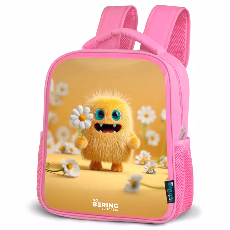Kids backpack - Pink - Monster - Creature - Flower - Yellow — 4