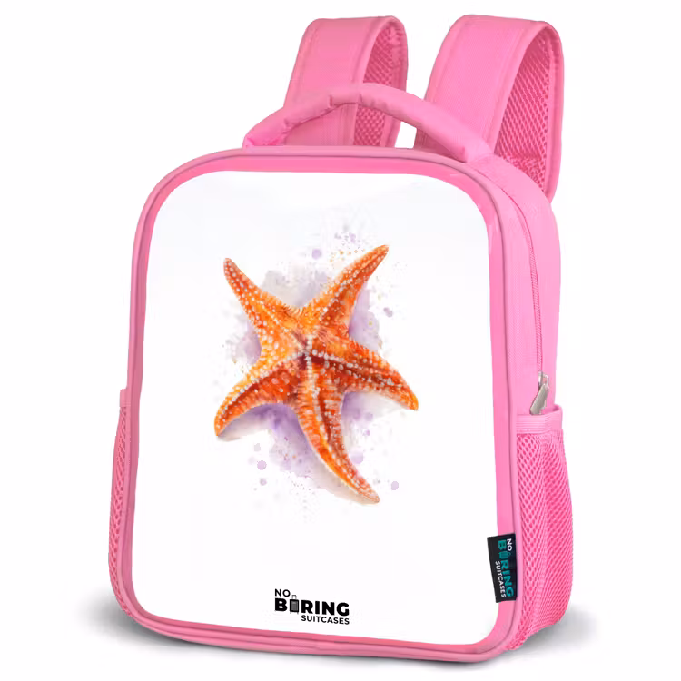 Kids backpack - Pink - Orange Starfish Illustration — 4