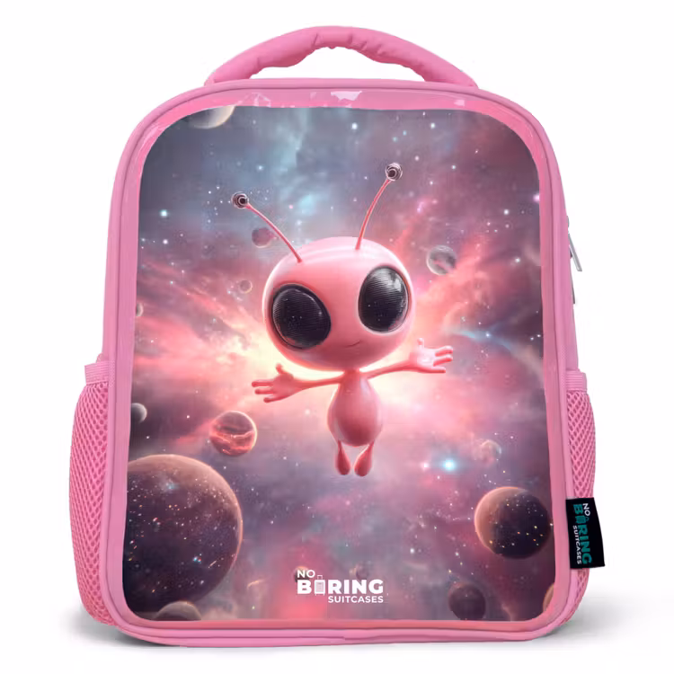 Kids backpack - Pink - Pink Alien in Star Nebula — 1