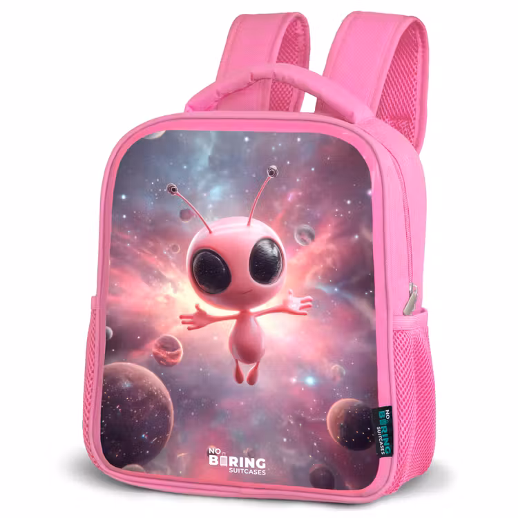 Kids backpack - Pink - Pink Alien in Star Nebula — 4