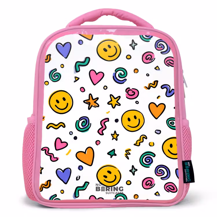 Kids backpack - Pink - Smiley - Heart - Star — 1