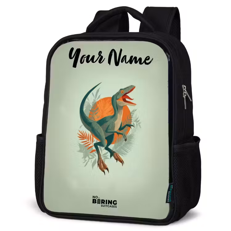 Kids backpack with name - Black - Animal - Dino - Nature — 4