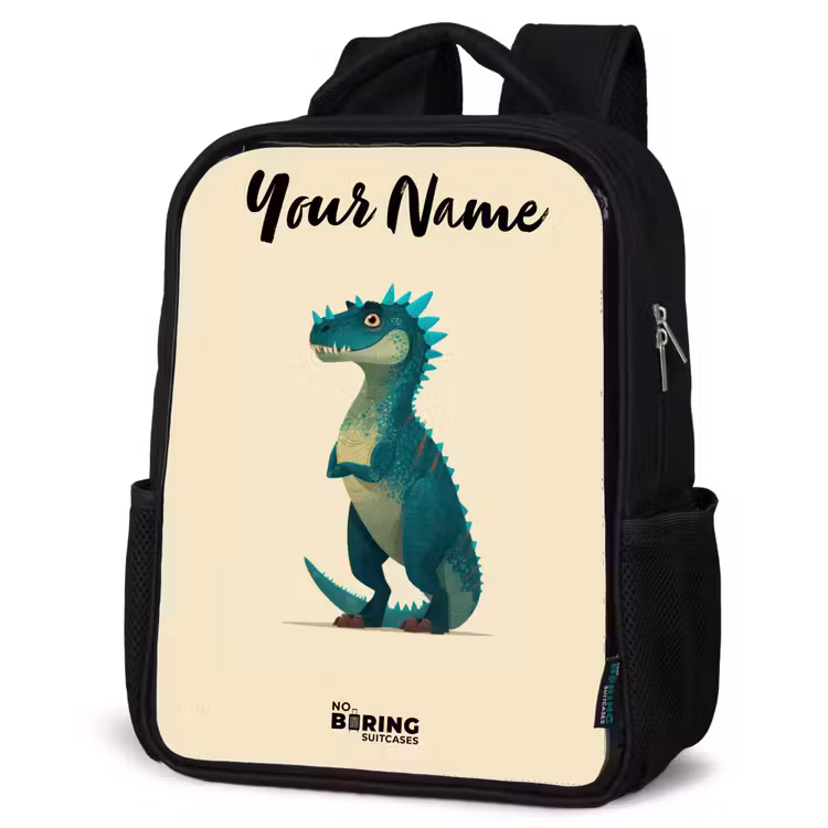 Kids backpack with name - Black - Dino - Animal - Blue - Green — 4