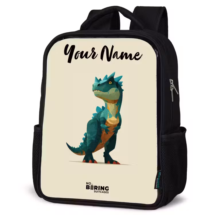 Kids backpack with name - Black - Dino - Animal - Green — 4