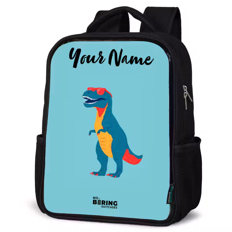 Kids backpack with name - Black - Dino - Animal - Sunglasses — 4