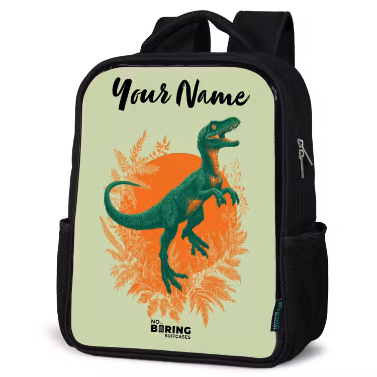 Kids backpack with name - Black - Dino - Nature - Green — 4