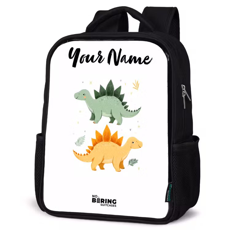 Kids backpack with name - Black - Dinos - Animals - Green - Orange — 4