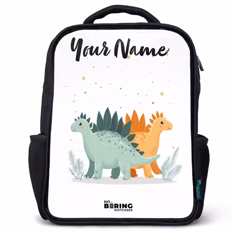 Kids backpack with name - Black - Dinos - Animals - Stars — 1