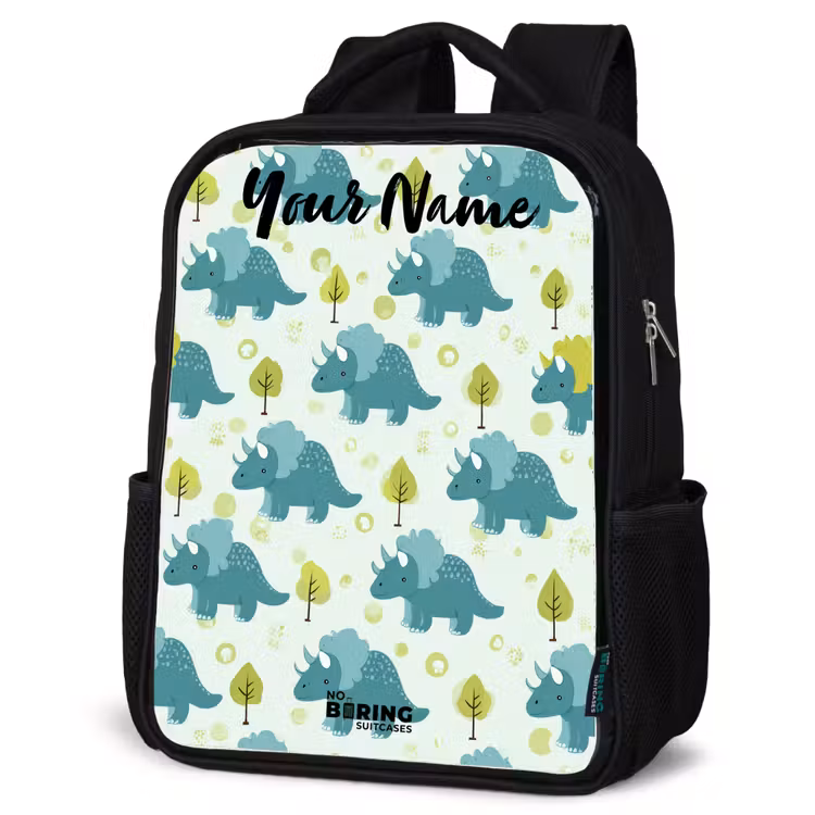 Kids backpack with name - Black - Dinos - Pattern - Nature — 4