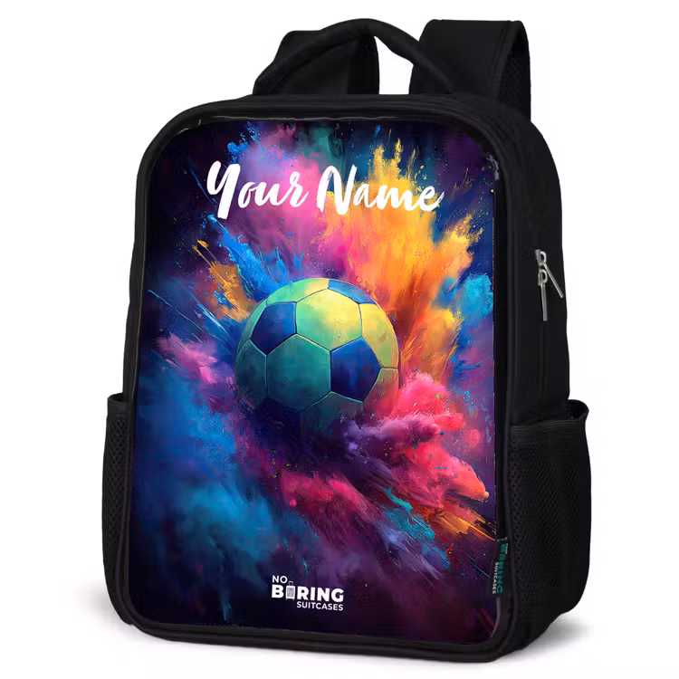 Kids backpack with name - Black - Neon - Ball - Colorful — 4