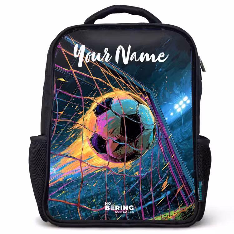 Kids backpack with name - Black - Neon - Net - Football - Colorful — 1