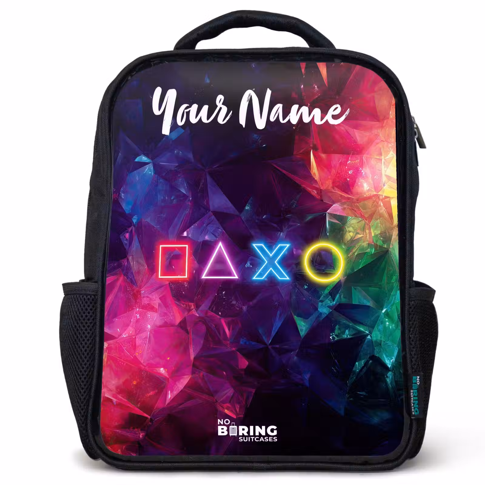 Kids backpack with name - Black - Symbols - Game - Colorful — 1