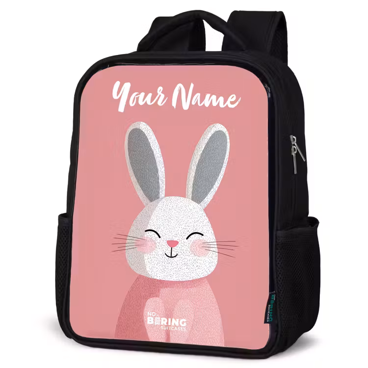 Kids backpack with name - Black - Rabbit - Blush - Dots - Pink — 4