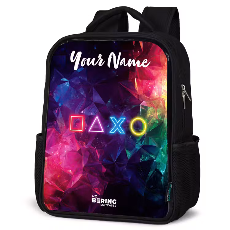 Kids backpack with name - Black - Symbols - Game - Colorful — 4