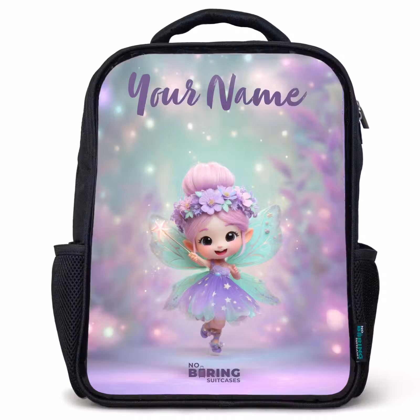 Kids backpack with name - Black - Elf - Magic — 1