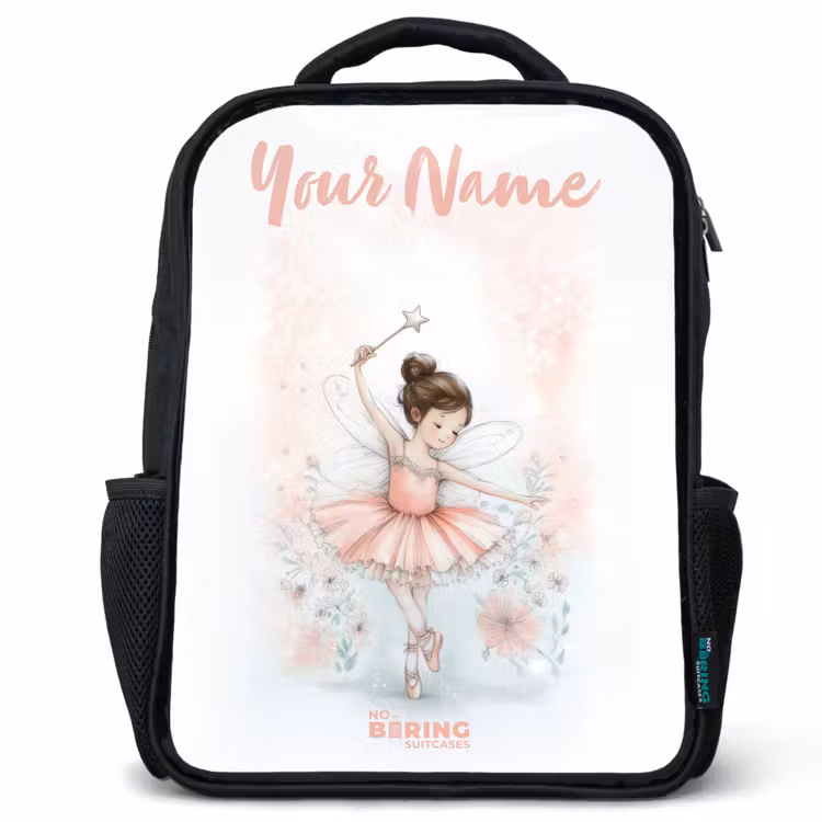Kids backpack with name - Black - Ballerina - Elf - Fairy — 1