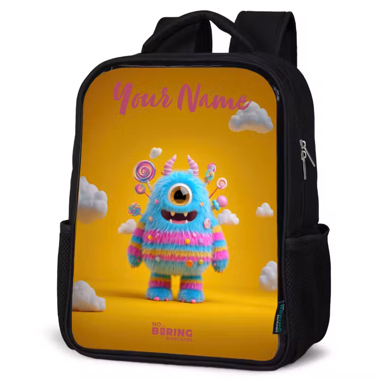 Kids backpack with name - Black - Candy - Monster - Rainbow — 4