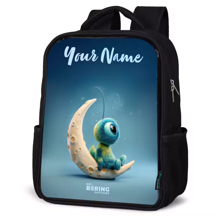 Kids backpack with name - Black - Dreamy Creature on the Moon — 4