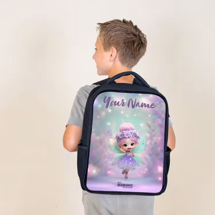 Kids backpack with name - Black - Elf - Magic — 2