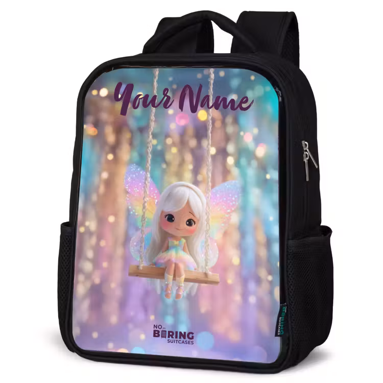 Kids backpack with name - Black - Fairy - Elf - Rainbow — 4
