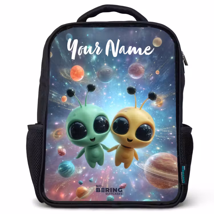 Kids backpack with name - Black - Merry alien friends — 1