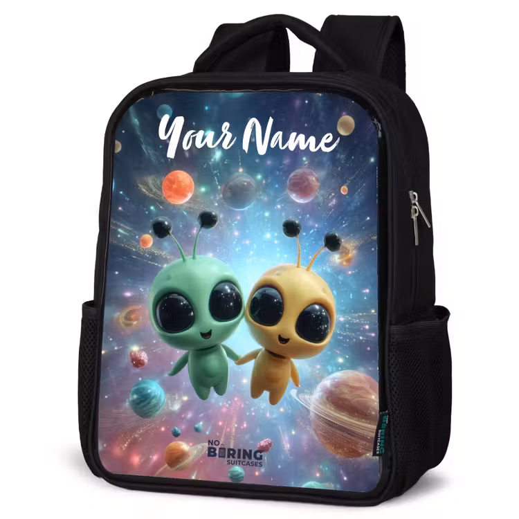 Kids backpack with name - Black - Merry alien friends — 4